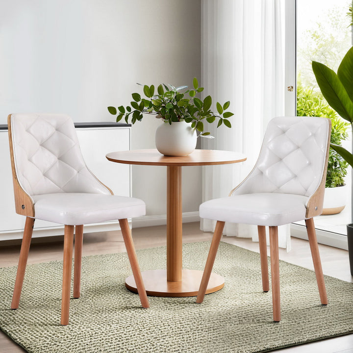 Artiss Leather Kitchen Dining Chairs Wooden (Set of 2) White