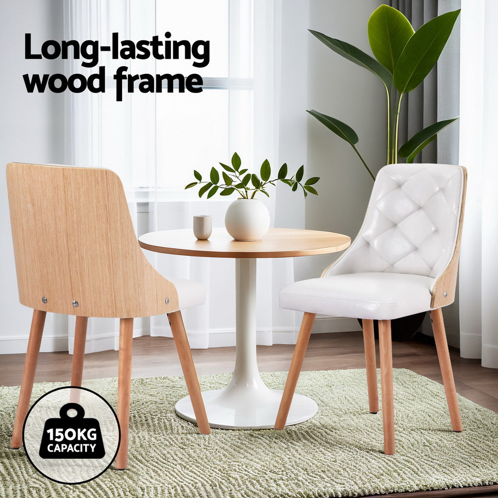 Artiss Leather Kitchen Dining Chairs Wooden (Set of 4) White