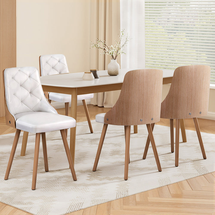 Artiss Leather Kitchen Dining Chairs Wooden (Set of 4) White