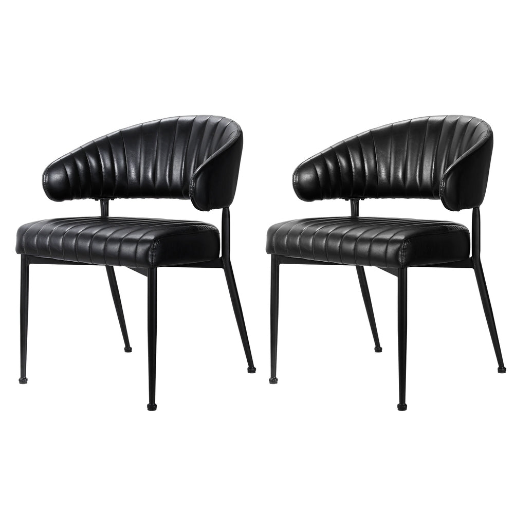 Artiss Leather Kitchen Dining Chairs Curved (Set of 2) Black