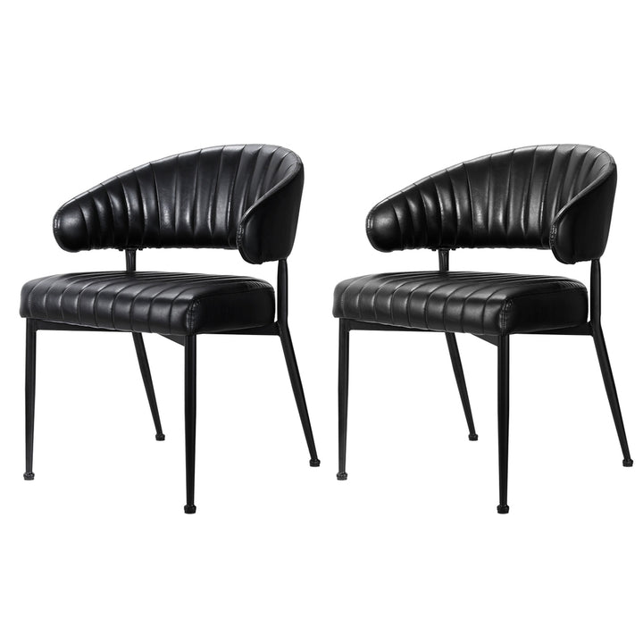 Artiss Leather Kitchen Dining Chairs Curved (Set of 2) Black