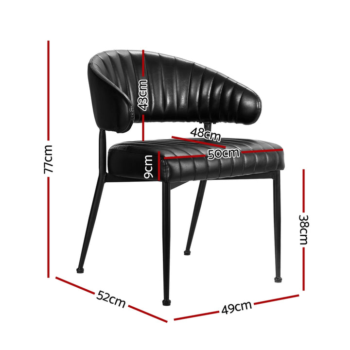 Artiss Leather Kitchen Dining Chairs Curved (Set of 2) Black