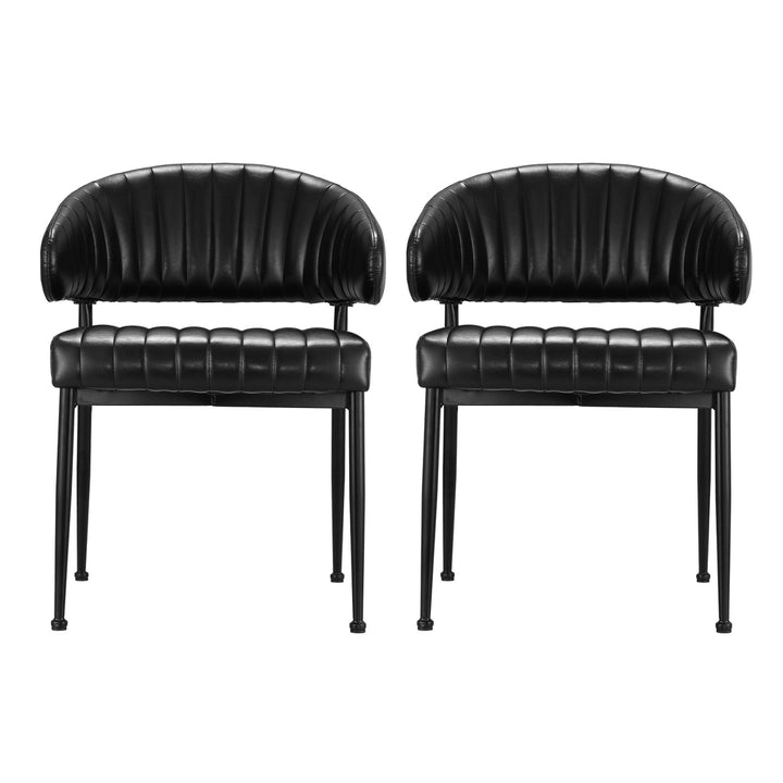 Artiss Leather Kitchen Dining Chairs Curved (Set of 2) Black