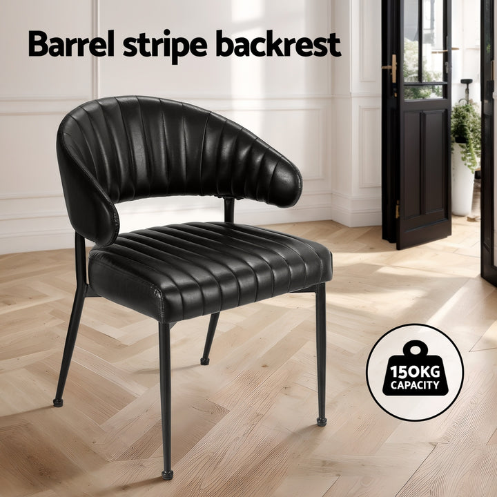 Artiss Leather Kitchen Dining Chairs Curved (Set of 2) Black