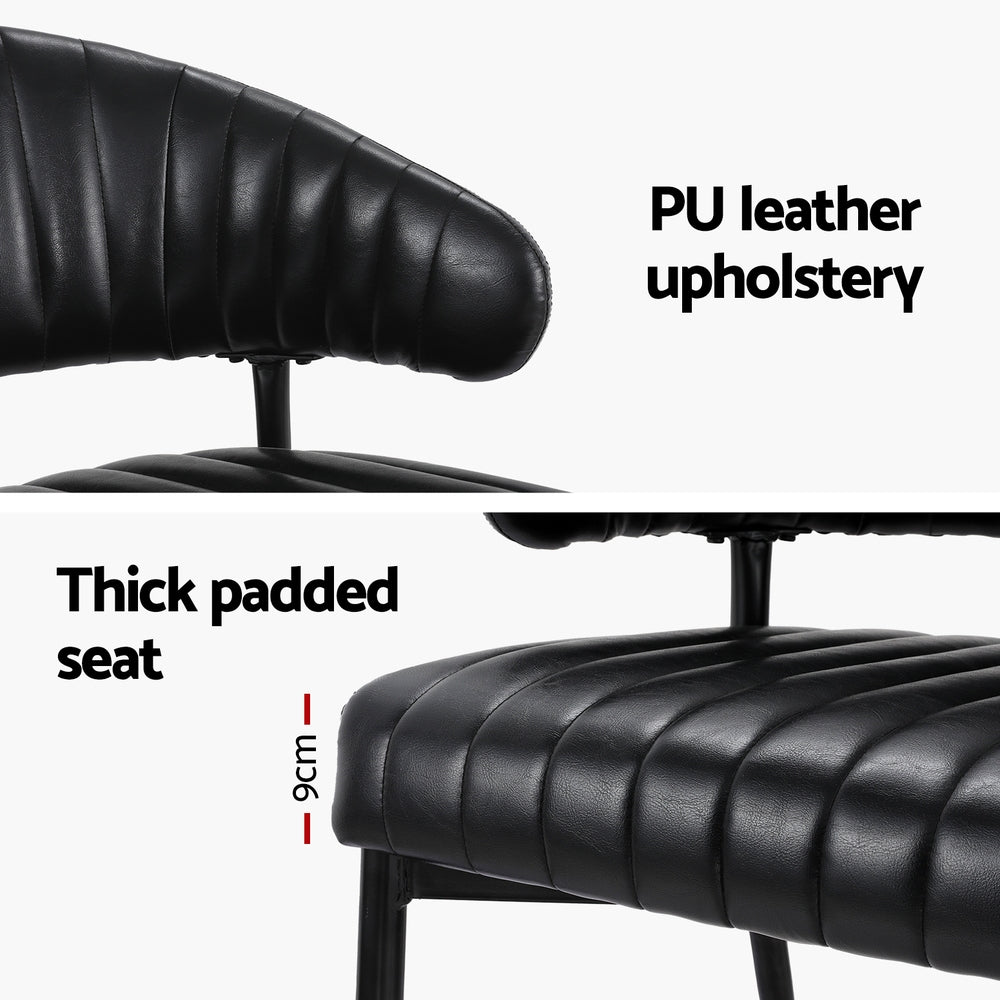Artiss Leather Kitchen Dining Chairs Curved (Set of 2) Black