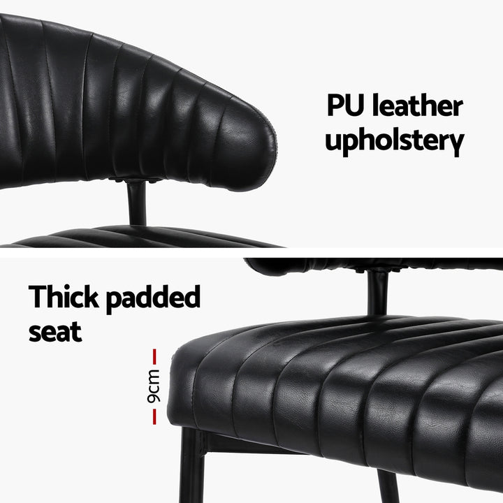 Artiss Leather Kitchen Dining Chairs Curved (Set of 2) Black