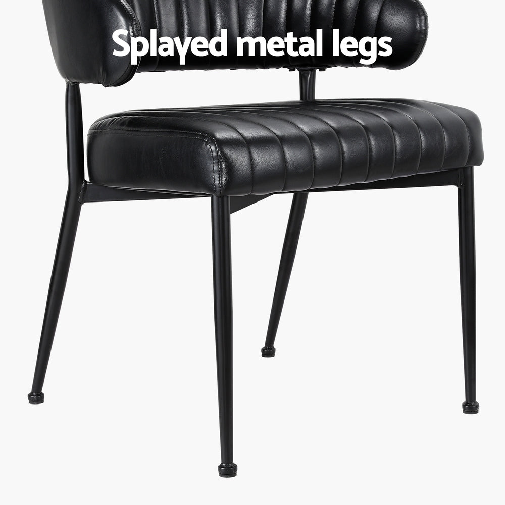 Artiss Leather Kitchen Dining Chairs Curved (Set of 2) Black