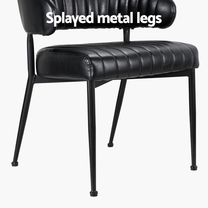 Artiss Leather Kitchen Dining Chairs Curved (Set of 2) Black