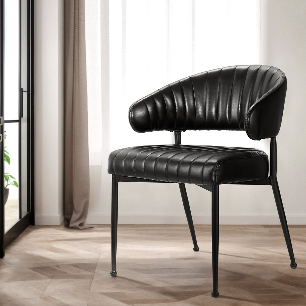 Artiss Leather Kitchen Dining Chairs Curved (Set of 2) Black