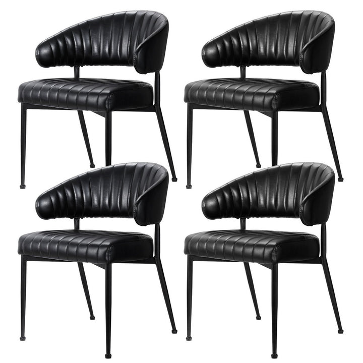 Artiss Leather Kitchen Dining Chairs Curved (Set of 4) Black