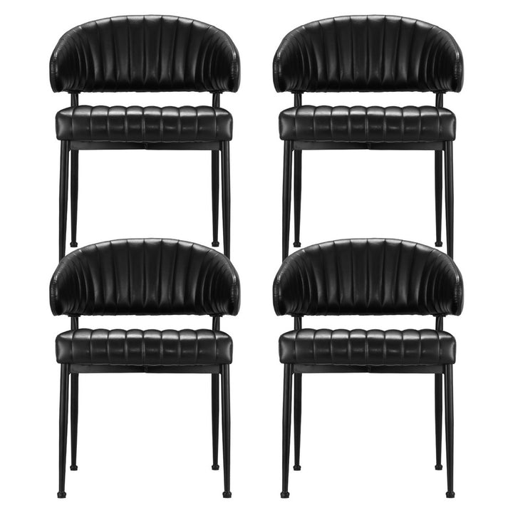 Artiss Leather Kitchen Dining Chairs Curved (Set of 4) Black
