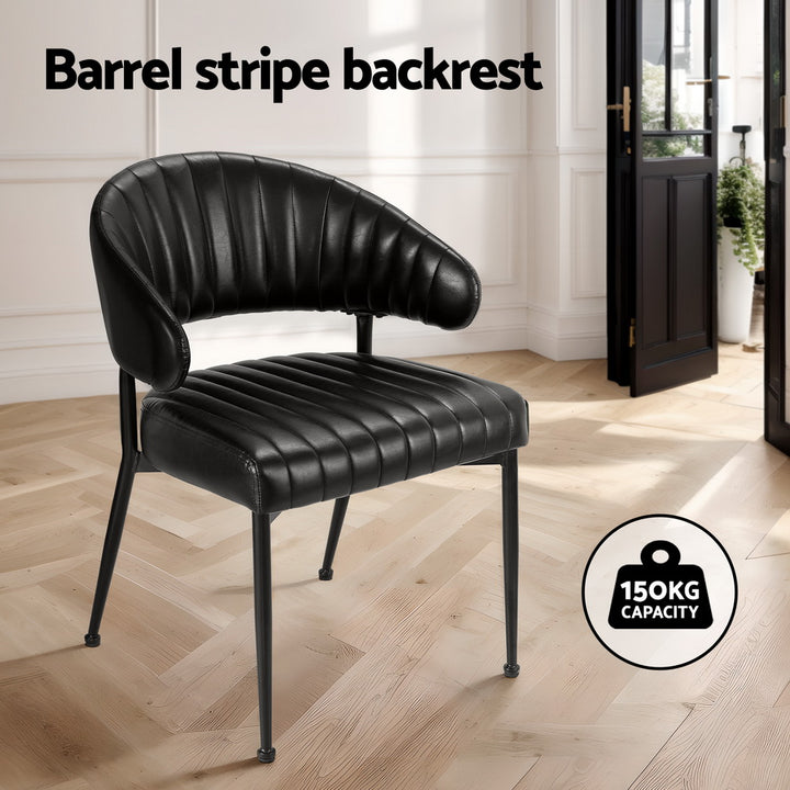 Artiss Leather Kitchen Dining Chairs Curved (Set of 4) Black