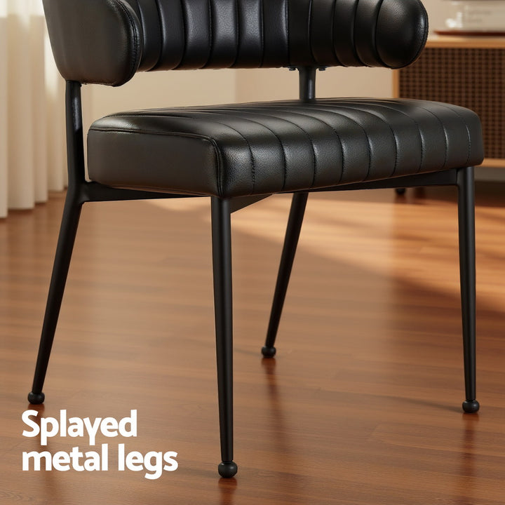 Artiss Leather Kitchen Dining Chairs Curved (Set of 4) Black
