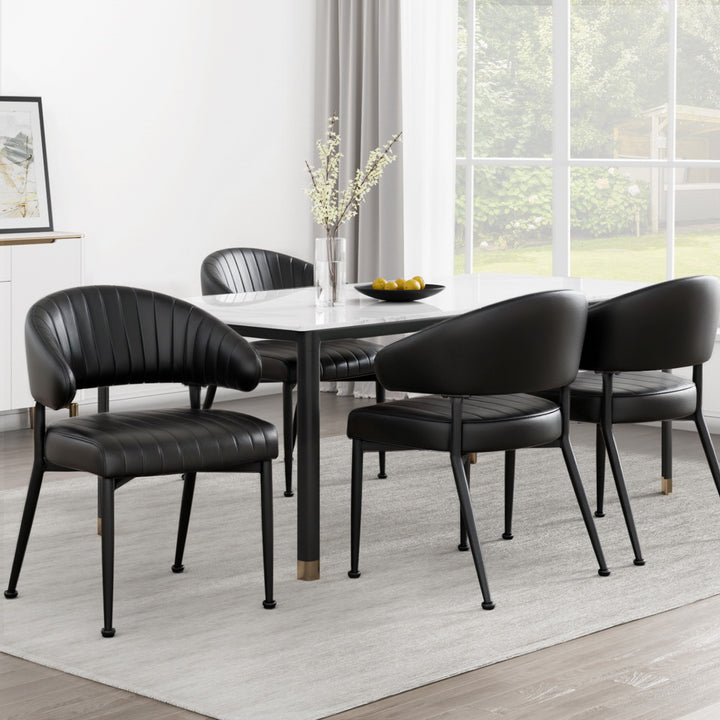 Artiss Leather Kitchen Dining Chairs Curved (Set of 4) Black