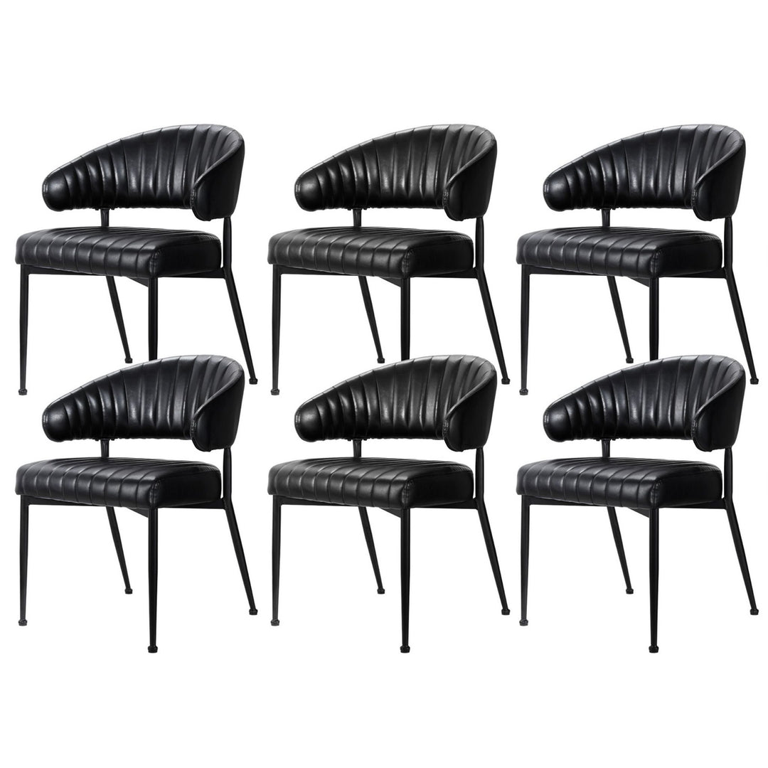 Artiss Leather Kitchen Dining Chairs Curved (Set of 6) Black