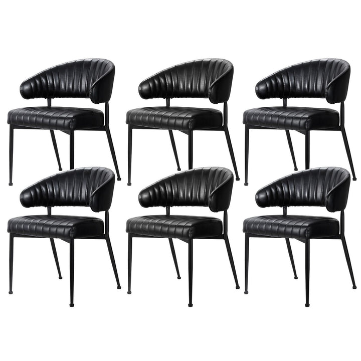 Artiss Leather Kitchen Dining Chairs Curved (Set of 6) Black
