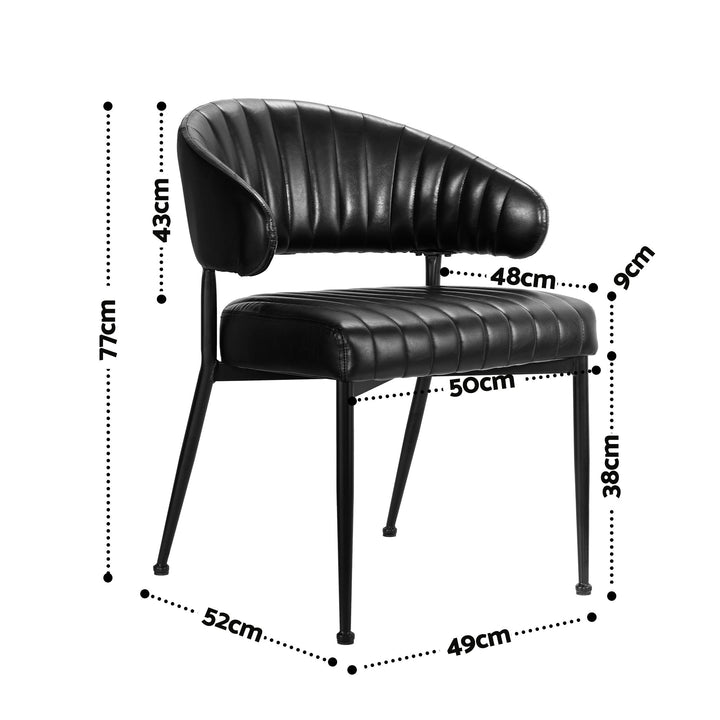 Artiss Leather Kitchen Dining Chairs Curved (Set of 6) Black