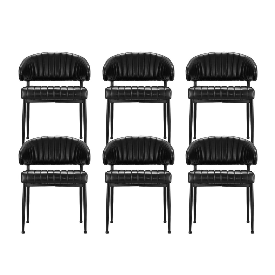 Artiss Leather Kitchen Dining Chairs Curved (Set of 6) Black