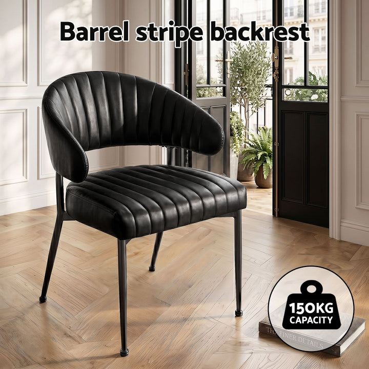 Artiss Leather Kitchen Dining Chairs Curved (Set of 6) Black