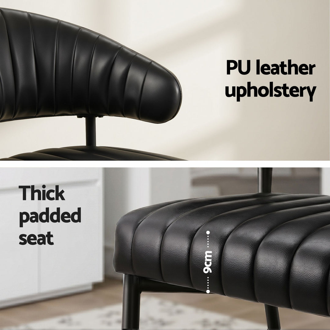 Artiss Leather Kitchen Dining Chairs Curved (Set of 6) Black