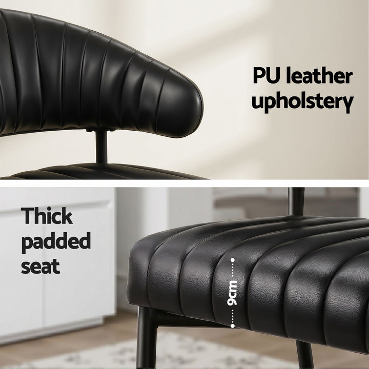 Artiss Leather Kitchen Dining Chairs Curved (Set of 6) Black