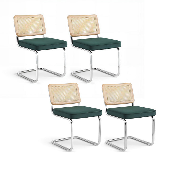 Artiss Velvet Fabric Kitchen Dining Chairs Rattan (Set of 2) Emerald
