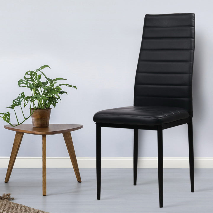 Artiss Leather Kitchen Dining Chairs Tufted (Set of 4) Black