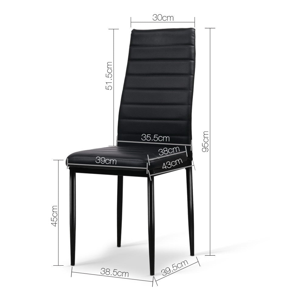 Artiss Leather Kitchen Dining Chairs Tufted (Set of 4) Black