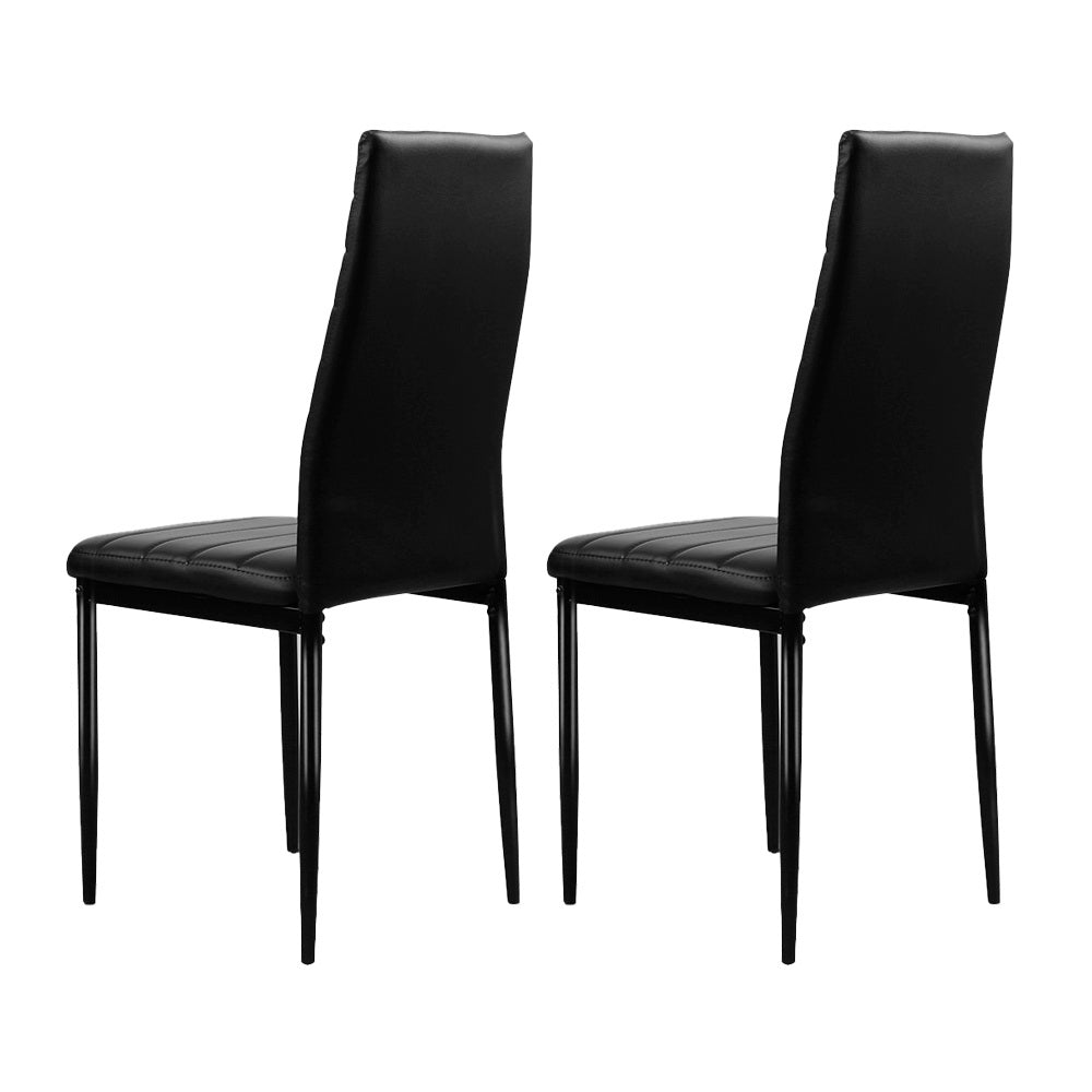 Artiss Leather Kitchen Dining Chairs Tufted (Set of 4) Black