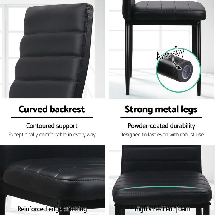 Artiss Leather Kitchen Dining Chairs Tufted (Set of 4) Black