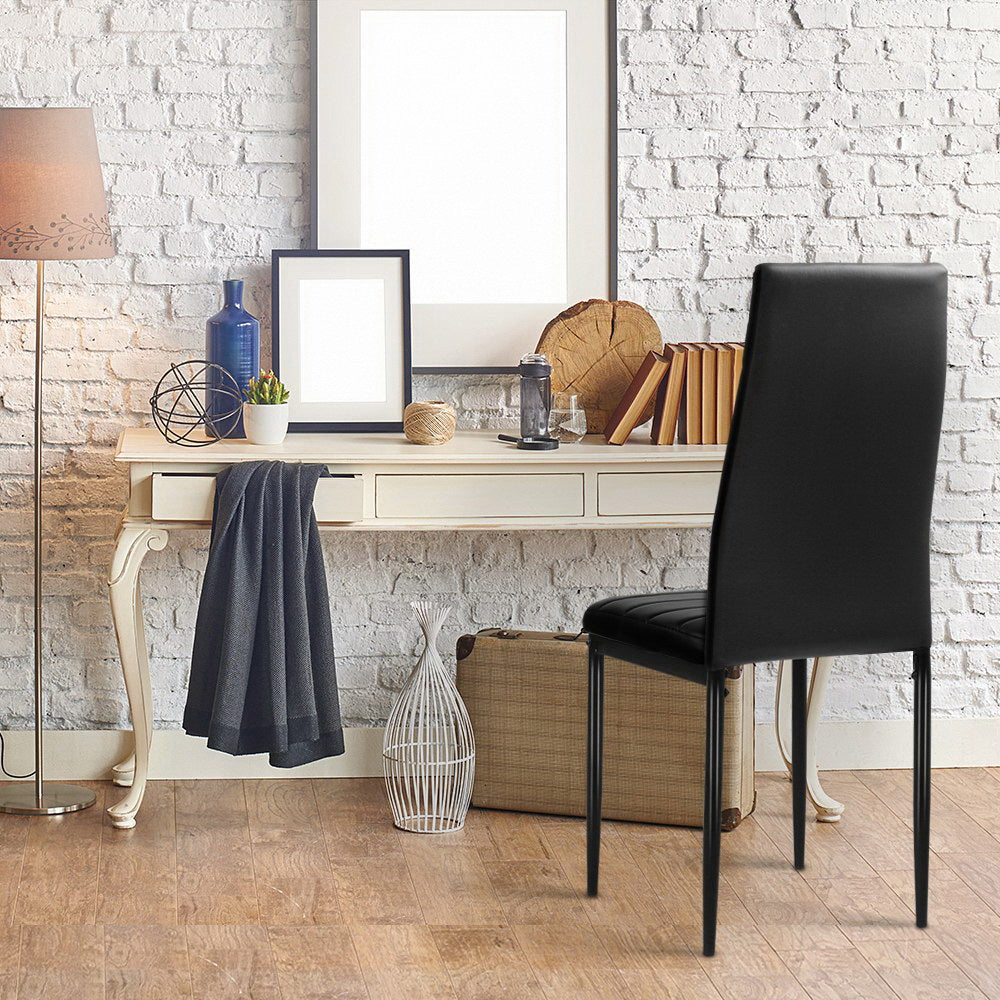Artiss Leather Kitchen Dining Chairs Tufted (Set of 4) Black