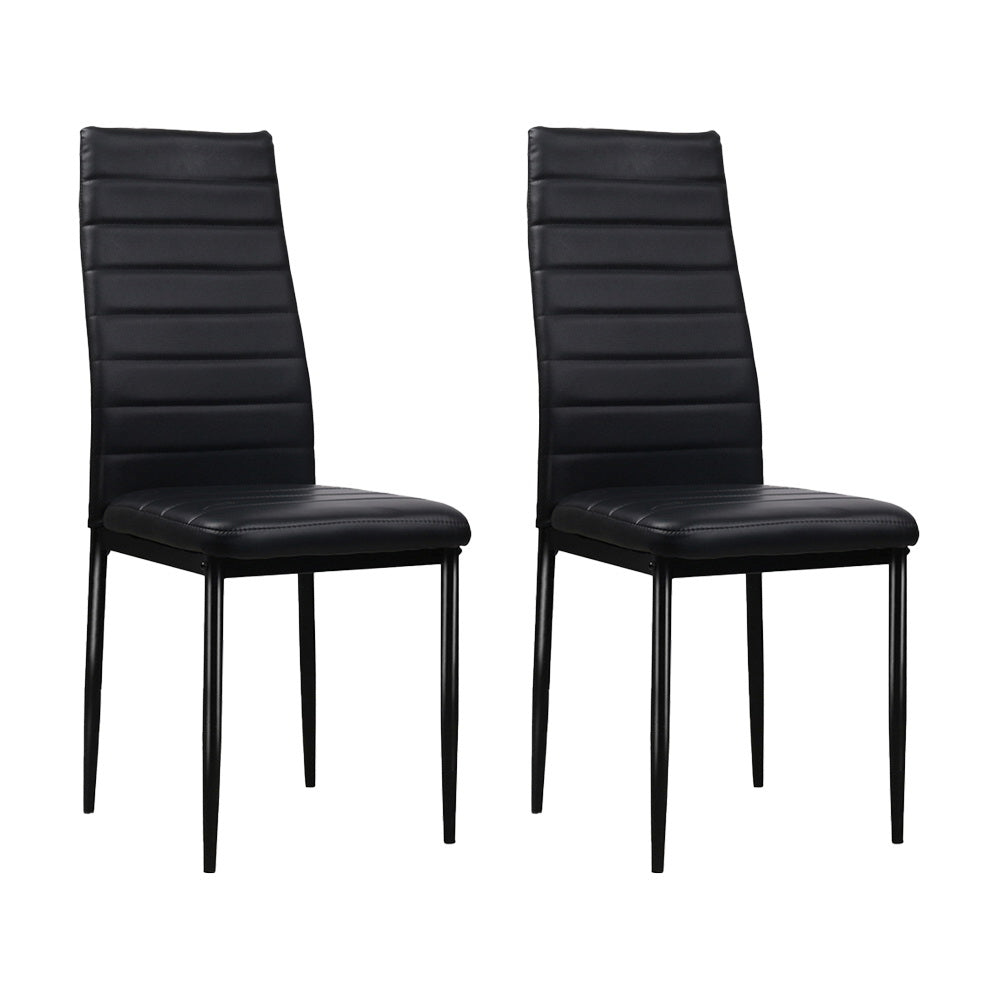 Artiss Leather Kitchen Dining Chairs Tufted (Set of 4) Black