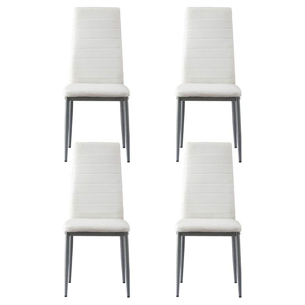 Artiss Leather Kitchen Dining Chairs Tufted (Set of 4) White