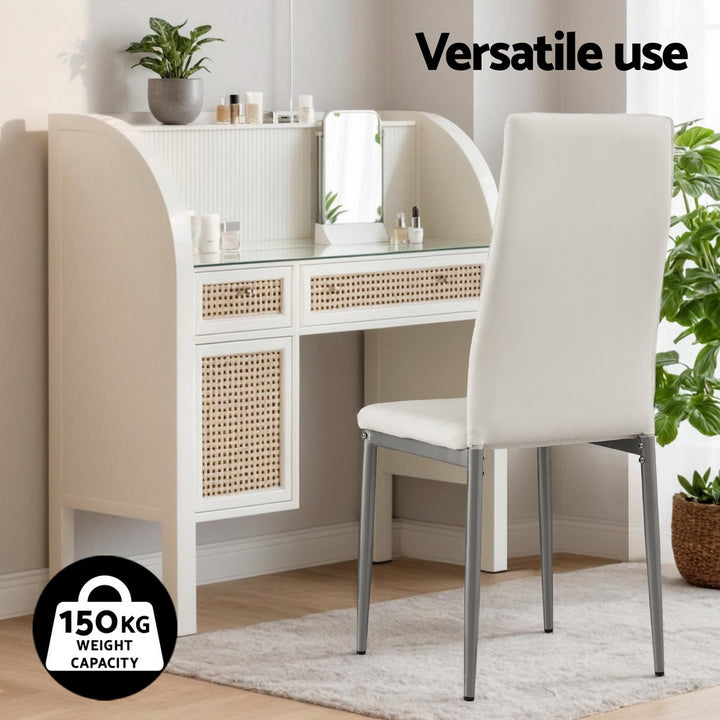 Artiss Leather Kitchen Dining Chairs Tufted (Set of 4) White