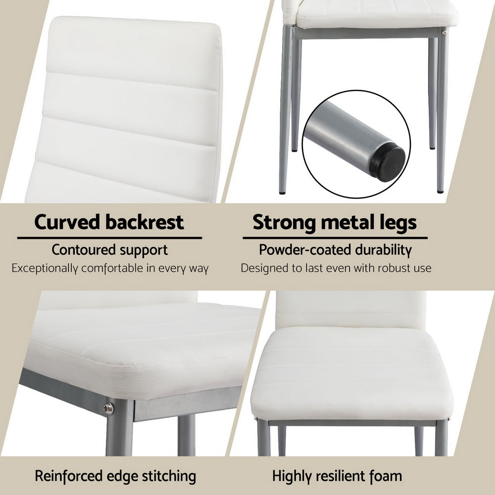 Artiss Leather Kitchen Dining Chairs Tufted (Set of 4) White