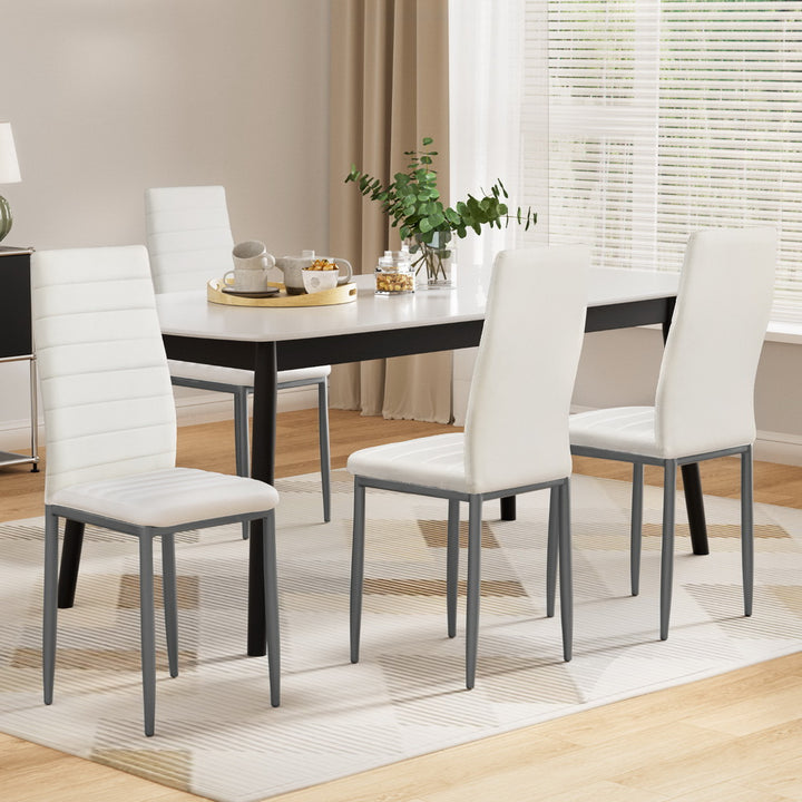 Artiss Leather Kitchen Dining Chairs Tufted (Set of 4) White