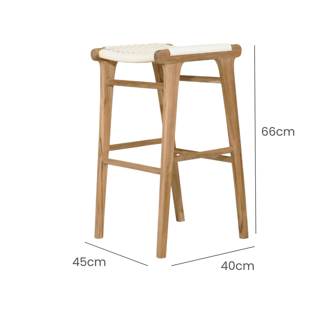 Kai Wooden Counter Stool Backless White 65cm