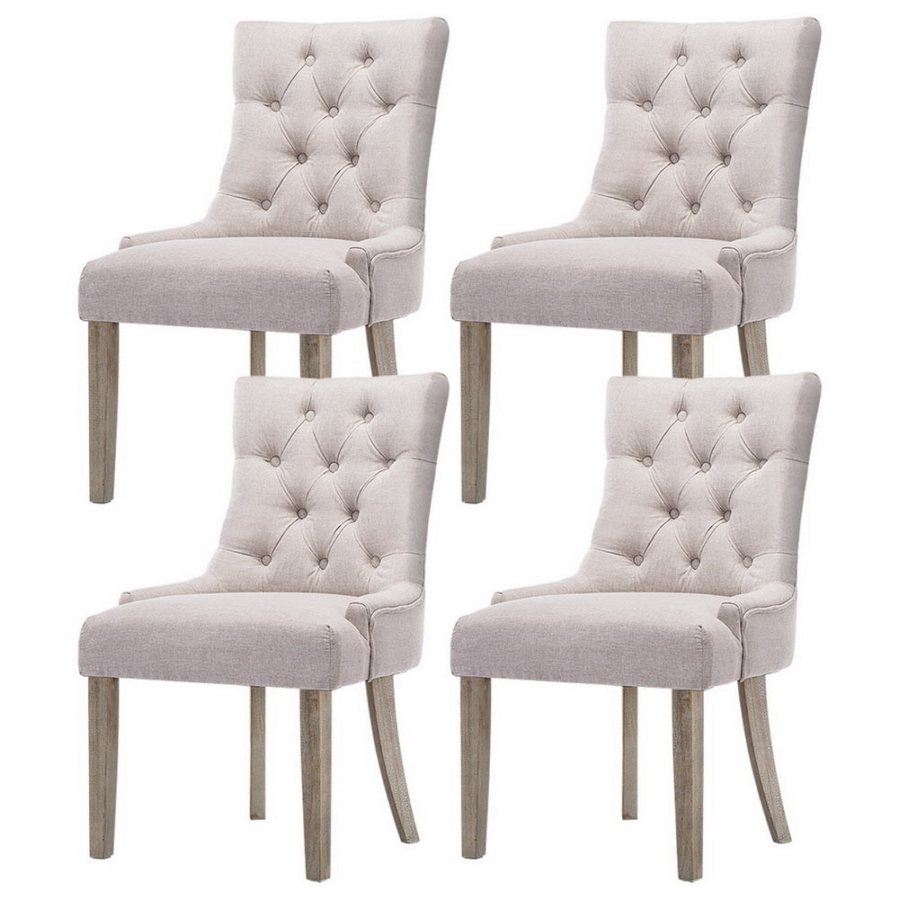 Artiss Fabric Dining Chairs French Provincial (Set of 4) Cream