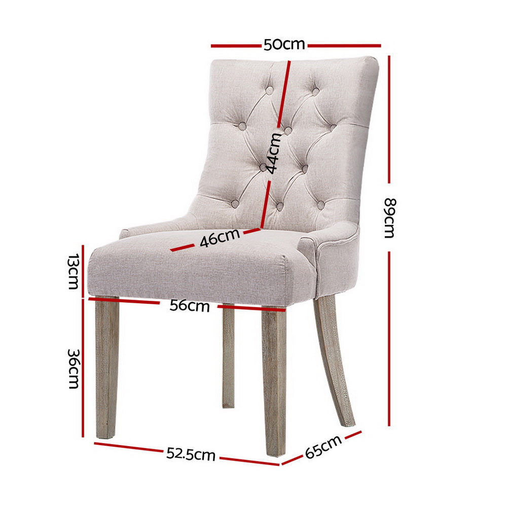 Artiss Fabric Dining Chairs French Provincial (Set of 4) Cream