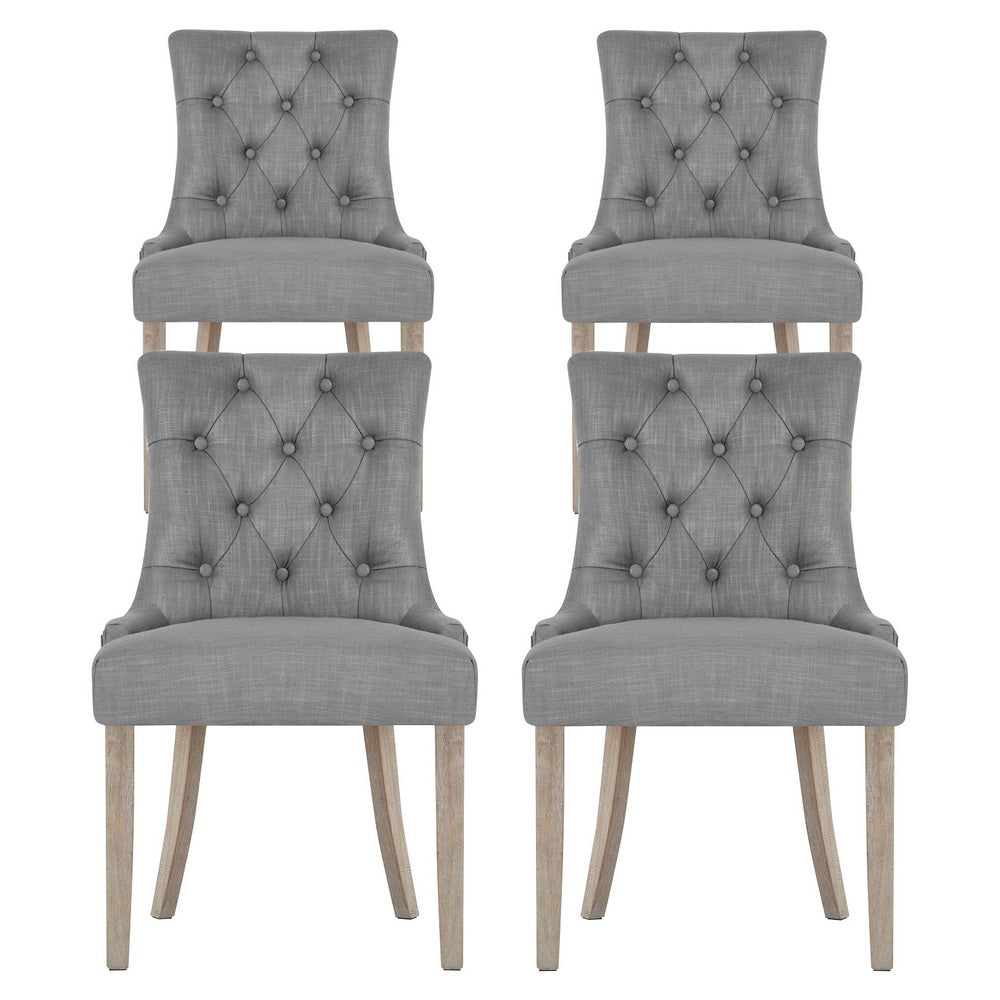 Artiss Fabric Dining Chairs French Provincial (Set of 4) Grey