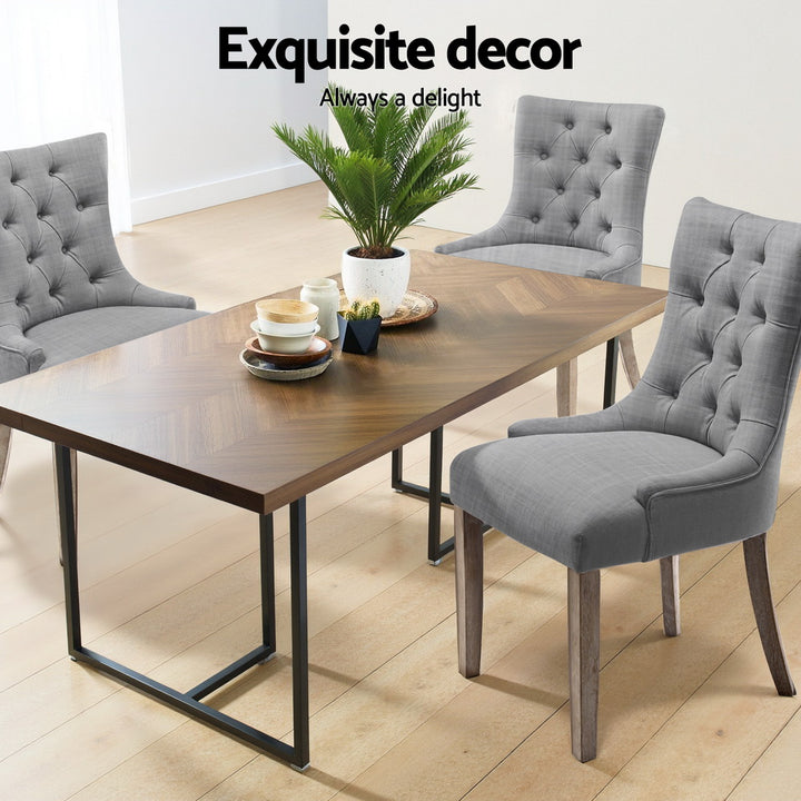 Artiss Fabric Dining Chairs French Provincial (Set of 4) Grey