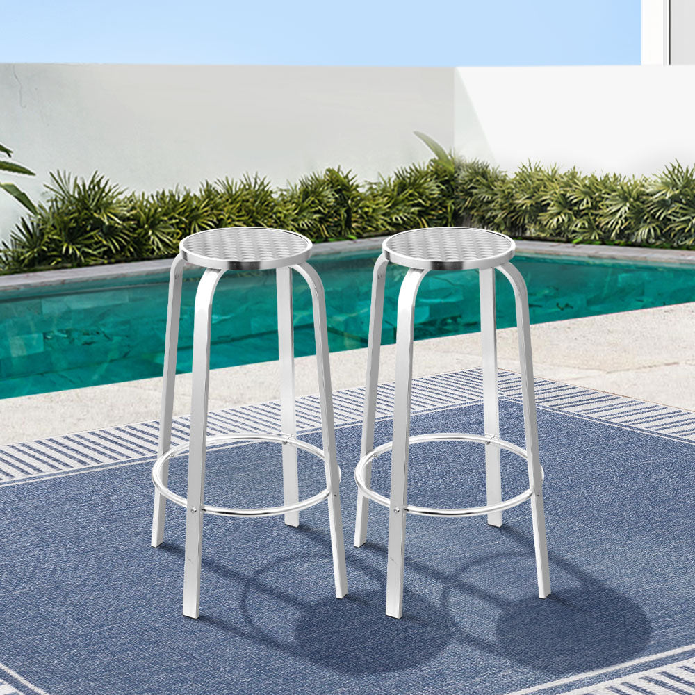 Titan Outdoor Bar Stools (Set of 2) Aluminum