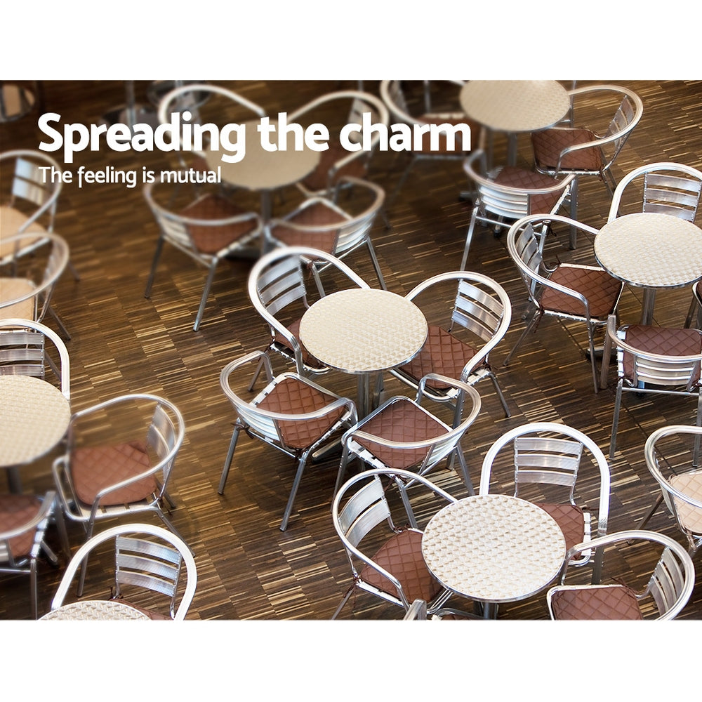 Titan Outdoor Bar Table Round Adjustable Height Aluminum