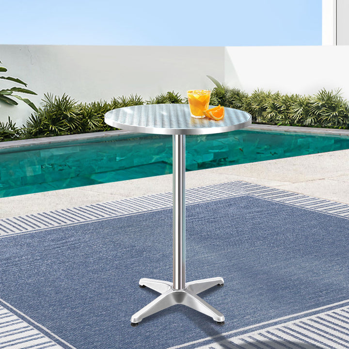 Titan Outdoor Bar Table Round Adjustable Height Aluminum