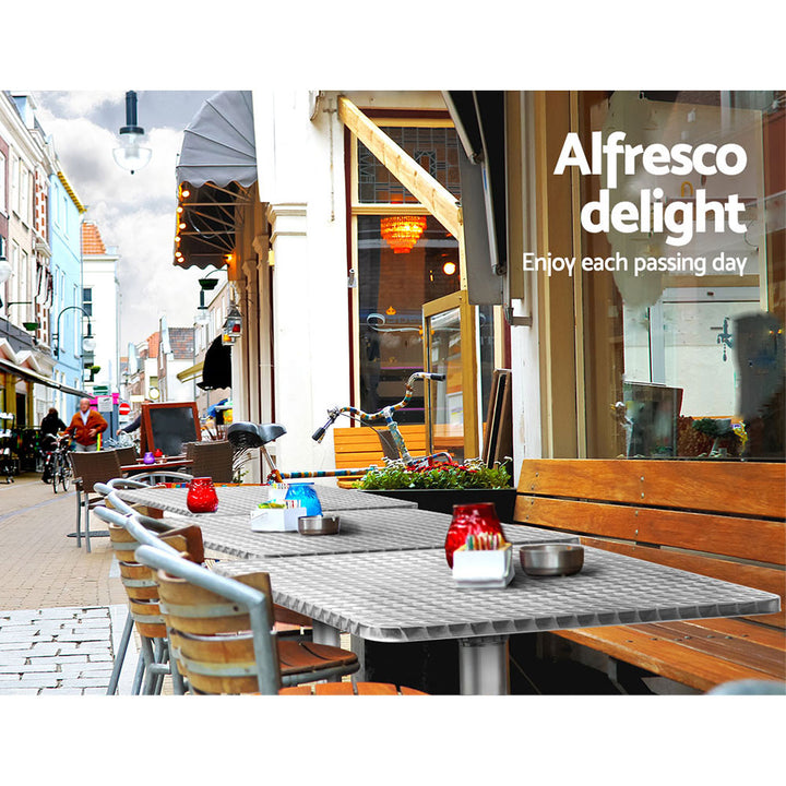 Titan Outdoor Bar Table Square Adjustable Height Aluminum