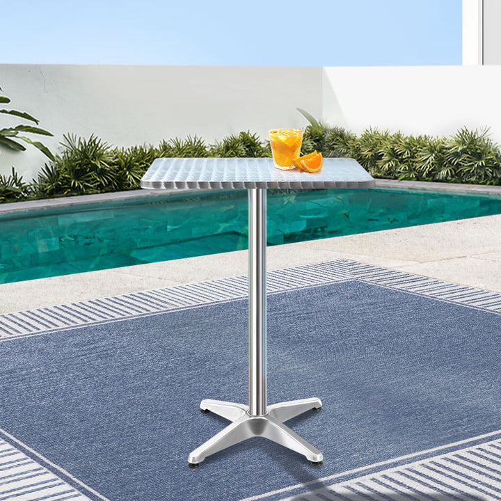 Titan Outdoor Bar Table Square Adjustable Height Aluminum