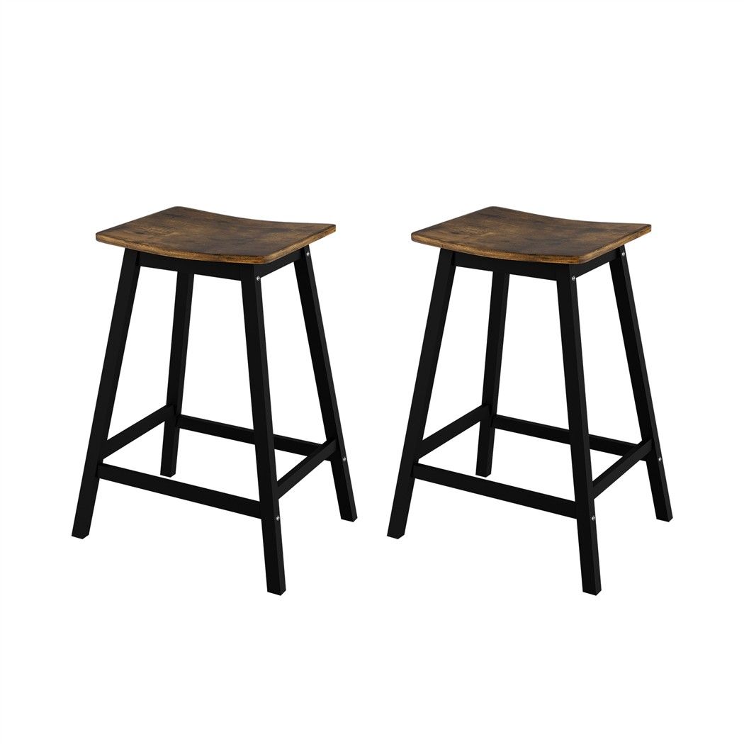 Archie Wooden Counter Stool Backless (Set of 2) Black 64cm