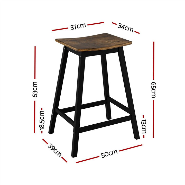Archie Wooden Counter Stool Backless (Set of 2) Black 64cm