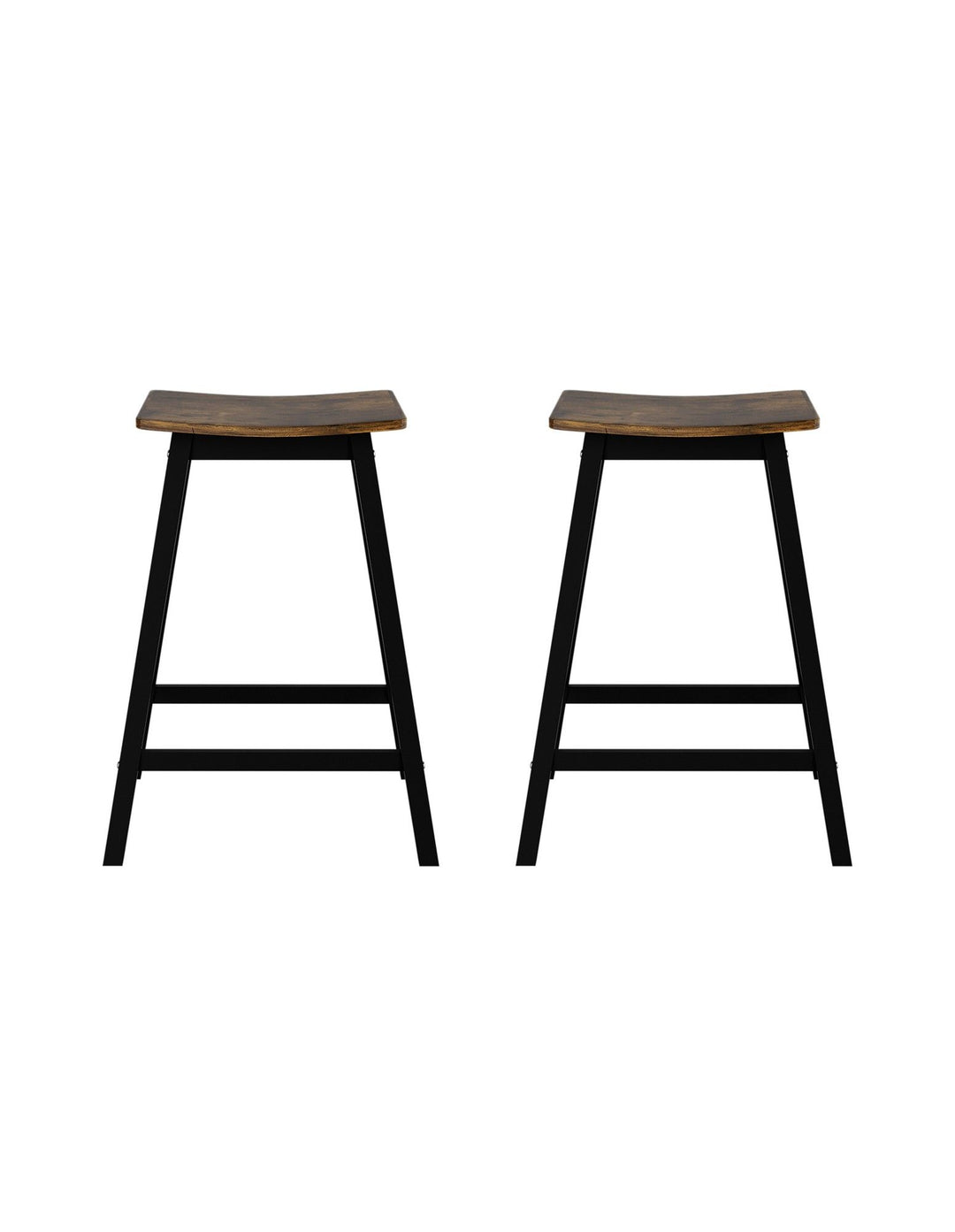 Archie Wooden Counter Stool Backless (Set of 2) Black 64cm