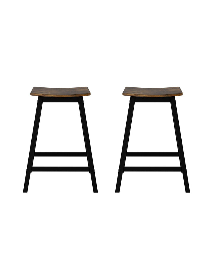 Archie Wooden Counter Stool Backless (Set of 2) Black 64cm